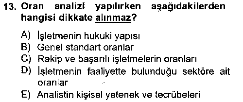 FIN402U Finansal Tablolar Analizi çıkmış sınav sorusu 3