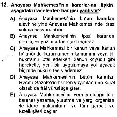 HUK207U Yargı Örgütü Ve Tebligat Hukuku çıkmış sınav sorusu 3