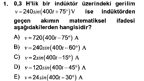 EID208U Elektrik Enerjisi İletimi ve Dağıtımı çıkmış sınav sorusu 1