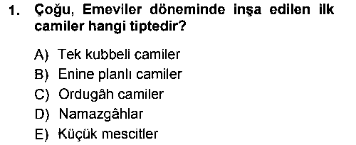 İslam Sanatları Tarihi çıkmış sınav sorusu 1
