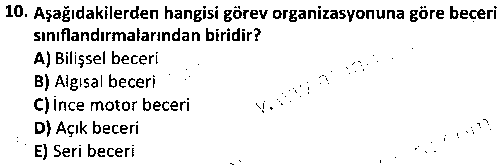 SPB3007 Sporda Beceri Öğrenimi çıkmış sınav sorusu 2