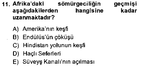 TAR401U Sömürgecilik Tarihi (Avrupa-Amerika) çıkmış sınav sorusu 2