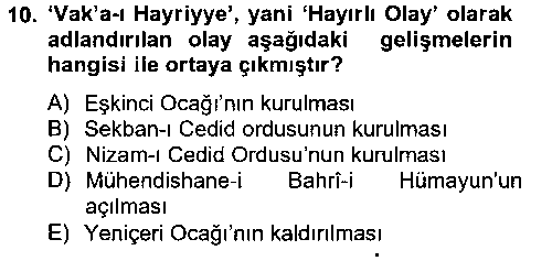 TAR216U Osmanlı Devlenti’nde Yenileşme Hareketleri (1703-1876) çıkmış sınav sorusu 2