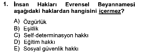 HUK118U Temel İnsan Hakları Bilgisi 2 çıkmış sınav sorusu 1