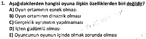 ÇGL1012 Oyun Çocukluğu Döneminde Gelişim çıkmış sınav sorusu 1