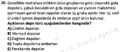 LOJ2002 Depolama ve Envanter Yönetimi çıkmış sınav sorusu 2