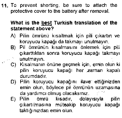 INO203U Çeviri (İng/Türk) çıkmış sınav sorusu 3