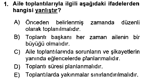 EVI101U Aile Yapısı ve İlişkileri çıkmış sınav sorusu 1