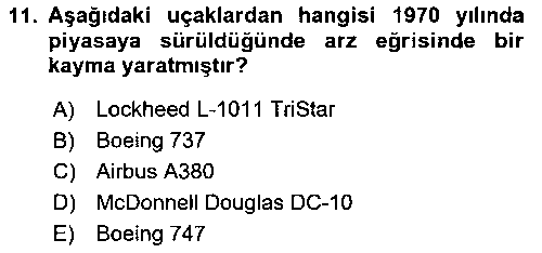 SHU104U Havacılık Ekonomisi çıkmış sınav sorusu 3