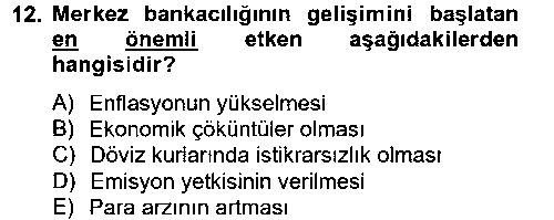 FIN104U Finansal Kurumlar çıkmış sınav sorusu 1