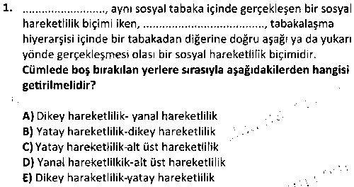 SOS4007 Toplumsal Tabakalaşma çıkmış sınav sorusu 1
