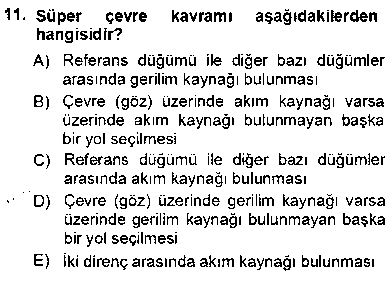 EID101U Devre Analizi çıkmış sınav sorusu 3