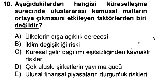 MLY306U Uluslararası Kamu Maliyesi çıkmış sınav sorusu 2