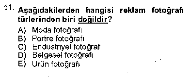 FOT207U Fotoğrafın Kullanım Alanları çıkmış sınav sorusu 3