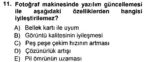 FOT209U Sayısal Fotoğraf Makineleri çıkmış sınav sorusu 3