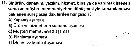 SAG3010 Proje Yönetimi çıkmış sınav sorusu 3