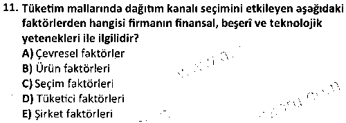 LOJ1002 Dağıtım Kanalları Planlaması çıkmış sınav sorusu 3