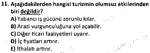 TOI1002 Turizm Ekonomisi çıkmış sınav sorusu 3