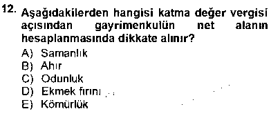 EMY205U Gayrimenkullerde Vergilendirme çıkmış sınav sorusu 3