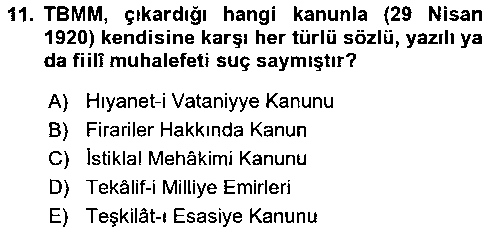 TAR418U Milli Mücadele Tarihi çıkmış sınav sorusu 3
