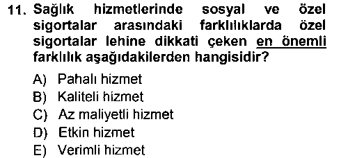 SAK205U Sağlık Sigortacılığı çıkmış sınav sorusu 2