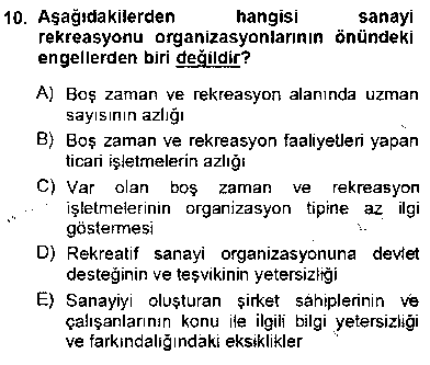 SYT201U Boş Zaman ve Rekreasyon Yönetimi çıkmış sınav sorusu 2