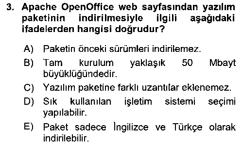CBS213U Ofis Uygulamaları 1 çıkmış sınav sorusu 3