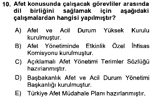 ADY105U Afet Yönetimi 1 çıkmış sınav sorusu 2