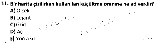 ADY2007 Harita Bilgisi ve Coğrafi Bilgi Sistemleri çıkmış sınav sorusu 3