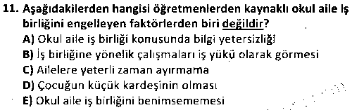 ÇGL3008 Anne ve Baba Eğitimi çıkmış sınav sorusu 3
