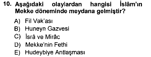 İlk Dönem İslam Tarihi çıkmış sınav sorusu 2