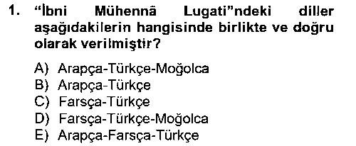 TDE302U XIV-XV. Yüzyıllar Türk Dili çıkmış sınav sorusu 1