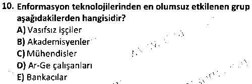 SOS4005 Endüstri Sosyolojisi çıkmış sınav sorusu 2