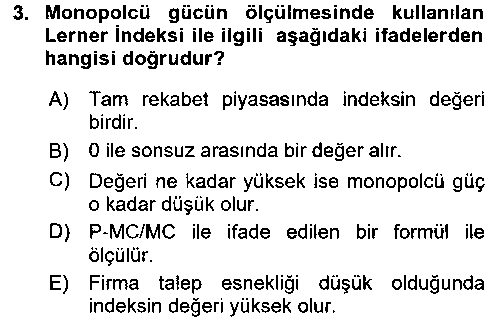 IKT307U Sanayi Ekonomisi çıkmış sınav sorusu 3