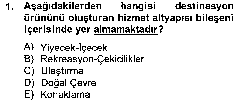 KOI302U Destinasyon Yönetimi çıkmış sınav sorusu 1