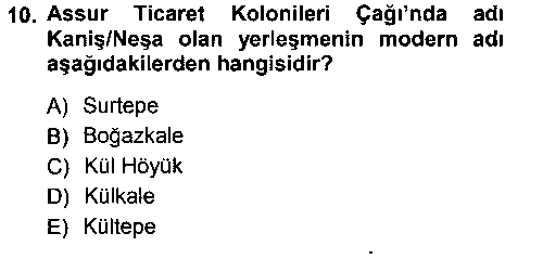 TAR101U Eski Anadolu Tarihi çıkmış sınav sorusu 1