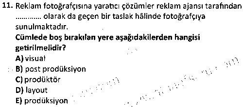 FOT2001 Fotoğrafçılık Türleri çıkmış sınav sorusu 3