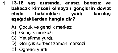 SHZ104U Sosyal Hizmet Kuruluşları çıkmış sınav sorusu 1