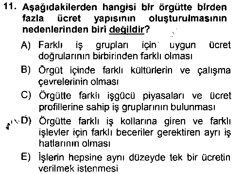 IKY207U Ücret ve Ödül Yönetimi çıkmış sınav sorusu 2