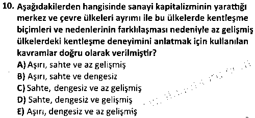 EY2003 Şehircilik çıkmış sınav sorusu 2