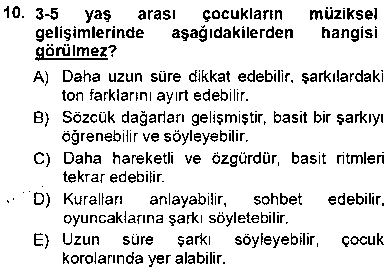 MUZ201U Okulöncesinde Müzik Eğitimi 1 çıkmış sınav sorusu 2