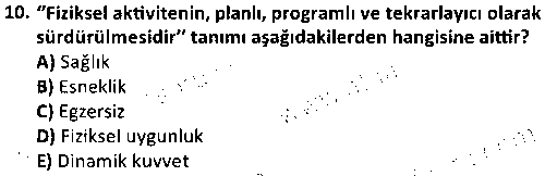 SPB3001 Fiziksel Uygunluk çıkmış sınav sorusu 2
