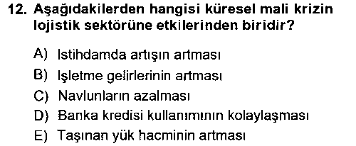 LOJ101U Lojistik İlkeleri çıkmış sınav sorusu 3