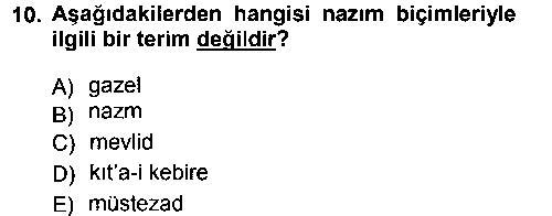 EDB103U Eski Türk Edebiyatına Giriş: Biçim ve Ölçü çıkmış sınav sorusu 2