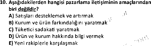 HIT2008 Pazarlama İletişimi çıkmış sınav sorusu 2