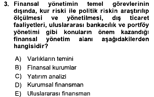 FIN401U FIN401U Finansal Yönetim çıkmış sınav sorusu 3