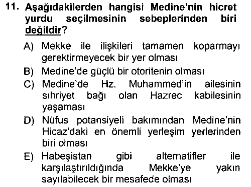 İlk Dönem İslam Tarihi çıkmış sınav sorusu 3