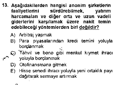 MSP203U Borsaların Yapısı ve İşleyişi çıkmış sınav sorusu 3