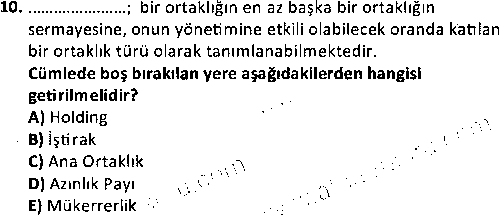 BS2009 Mali Tablolar Analizi çıkmış sınav sorusu 2