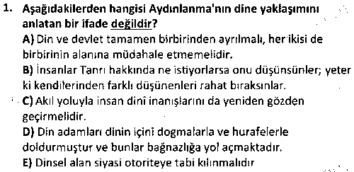 SOS3004 Aydınlanma Felsefesi çıkmış sınav sorusu 1